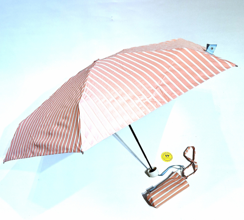  Ombrelle anti uv micro rayé rose/blanc - indice de protection UPF50+ à 97.5% - légère & solide