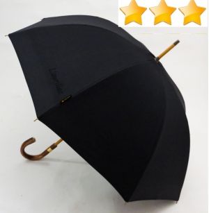 Parapluie de BERGER homme coton uni noir poignée châtaignier par Piganiol, solide et anti uv à 100%