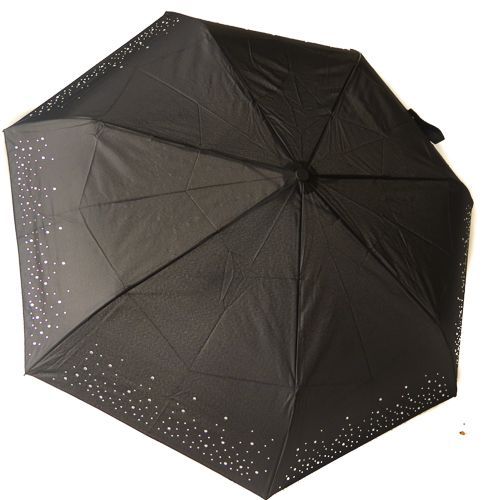 EXCLUSIVITE Mini parapluie pliant open-close noir incrusté cristaux Swarovski Neyrat Autun, léger et solide