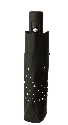 EXCLUSIVITE Mini parapluie pliant open-close noir incrusté cristaux Swarovski Neyrat Autun, léger et solide