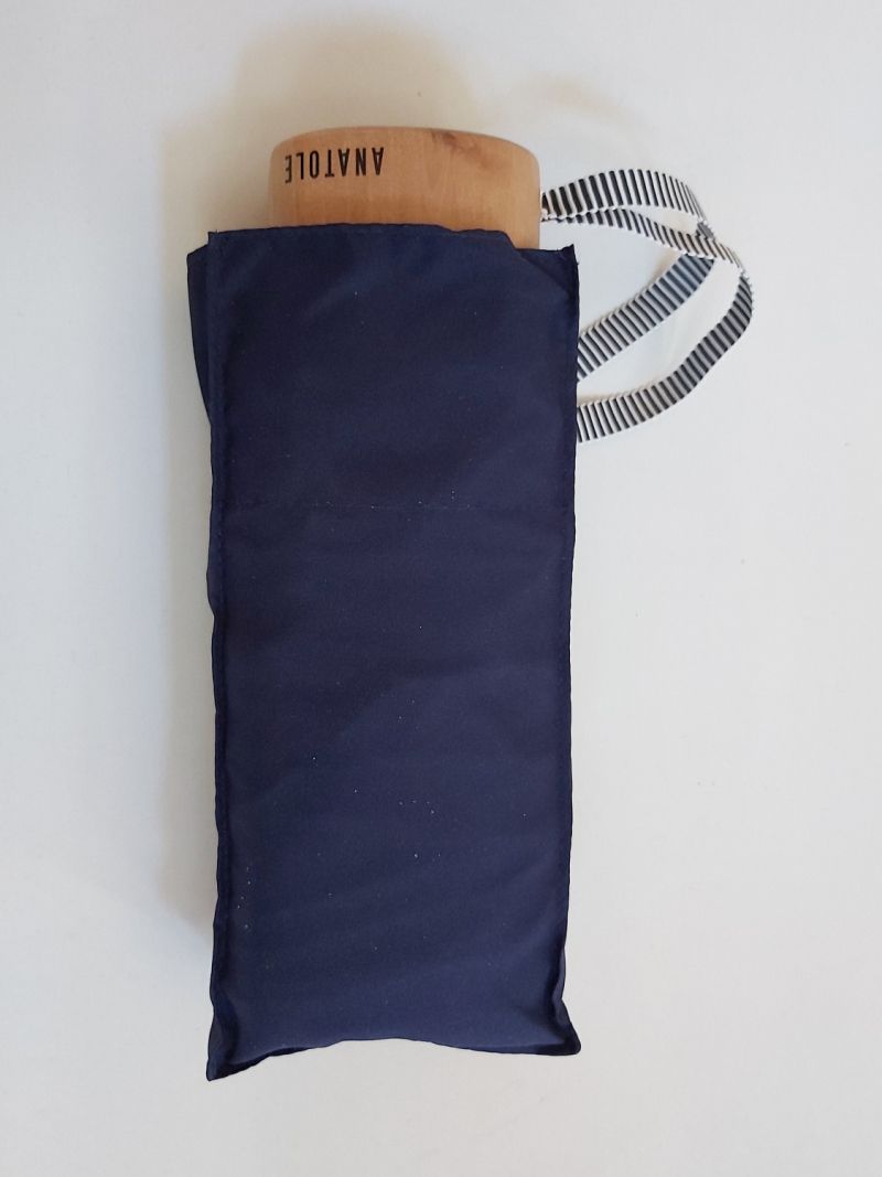 Micro parapluie de poche Anatole pliant uni bleu marine 