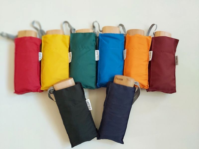 Micro parapluie de poche Anatole pliant uni bleu marine 