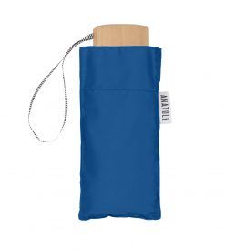 Micro parapluie de poche manuel pliant uni bleu roi Marguerite tissu anti uv pg bois naturel Anatole, léger et solide