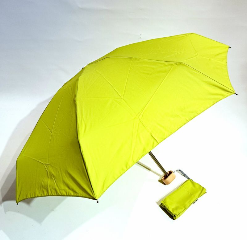 Micro parapluie de poche Anatole pliant uni vert anis Salvador pg bois érable français - 220g & résistant