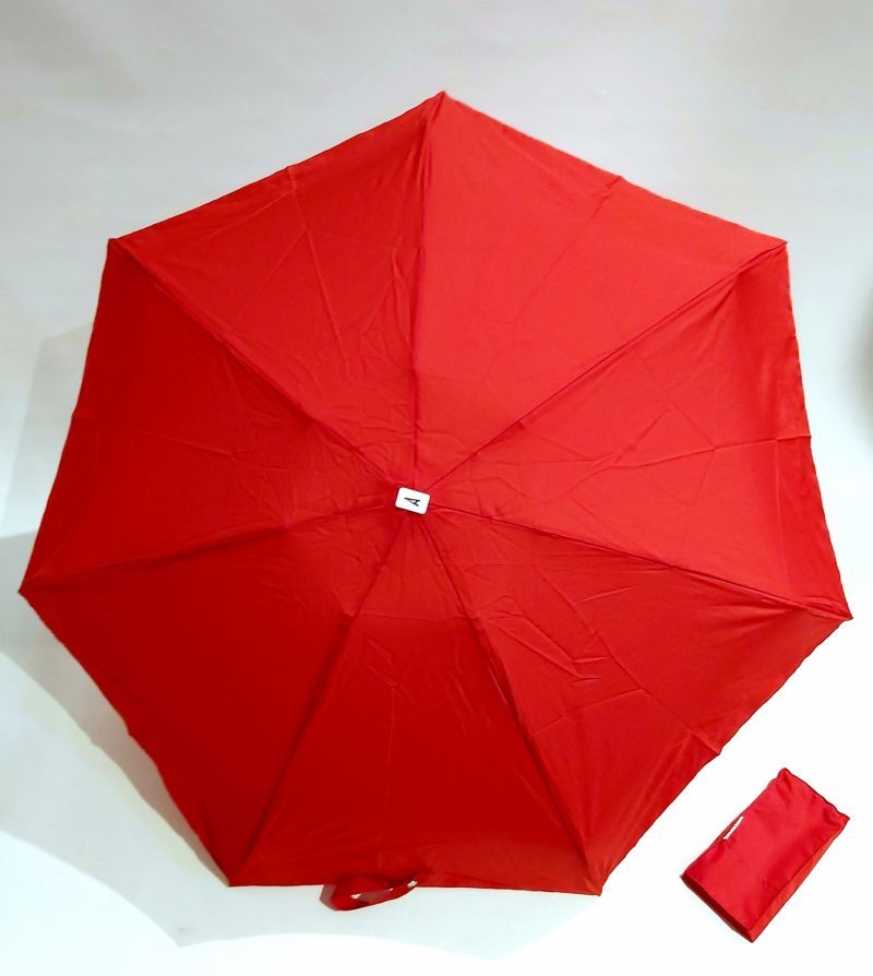 Micro parapluie de poche pliant manuel uni rouge vif pg bois Anatole 