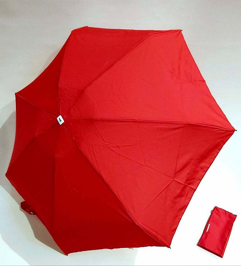 Micro parapluie de poche pliant manuel uni rouge vif pg bois Anatole 