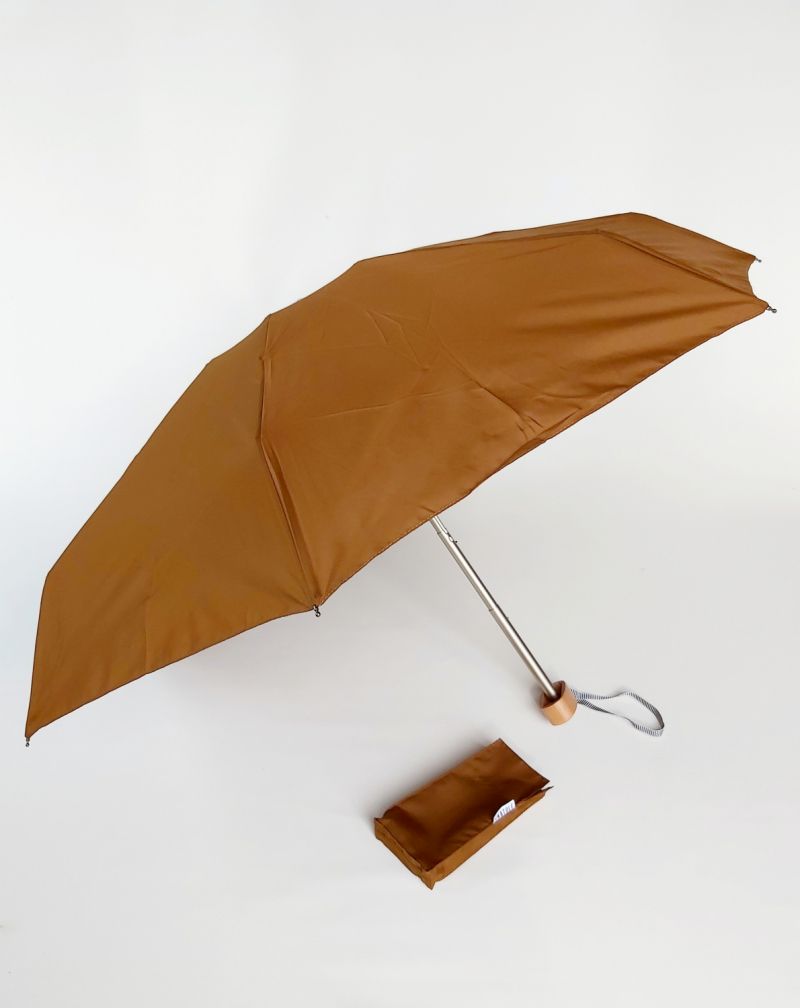  Parapluie Anatole français micro plat pliant uni caramel Augustine pg bois élégant, léger & solide 
