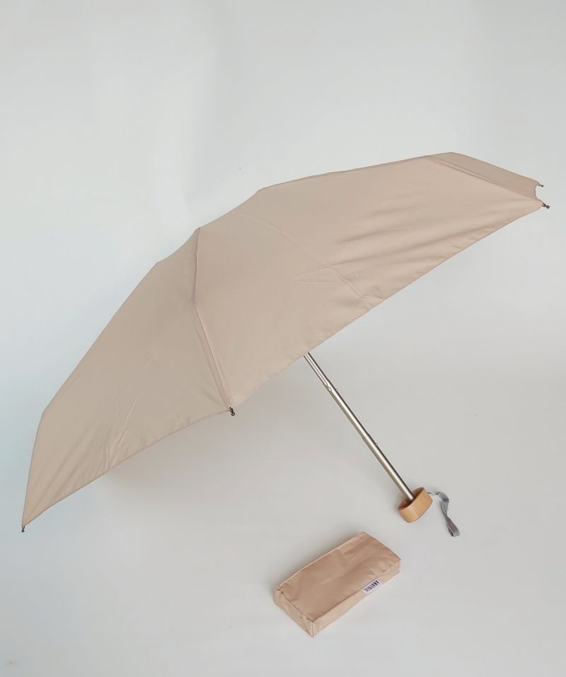 Micro parapluie plat de poche français pliant uni beige 