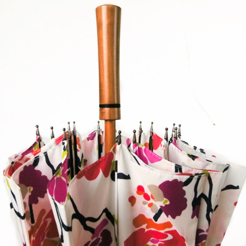 EXCLUSIVITE : Parapluie japonais 16 branchesblanc imprimé floral Neyrat Autun, grand et solide