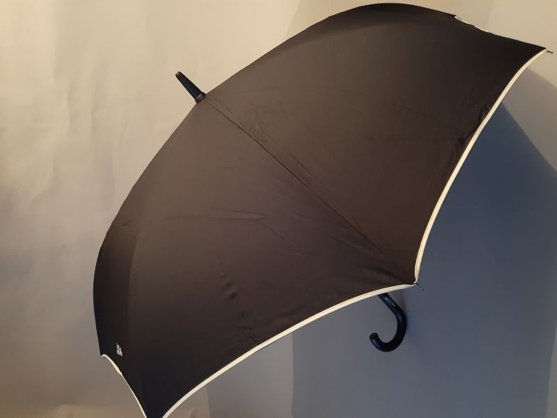 Parapluie inversé femme homme doublé noir imprimé rayures bleu marine ivoire Jean Paul Gaultier, original & résistant