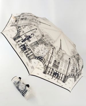 Parapluie pliant automatique impression ivoire La Parisienne Guy de Jean, léger et solide