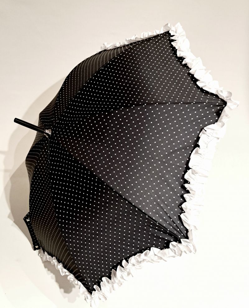 Parapluie long volant à pois noir & blanc Lillybis Français - Léger & solide