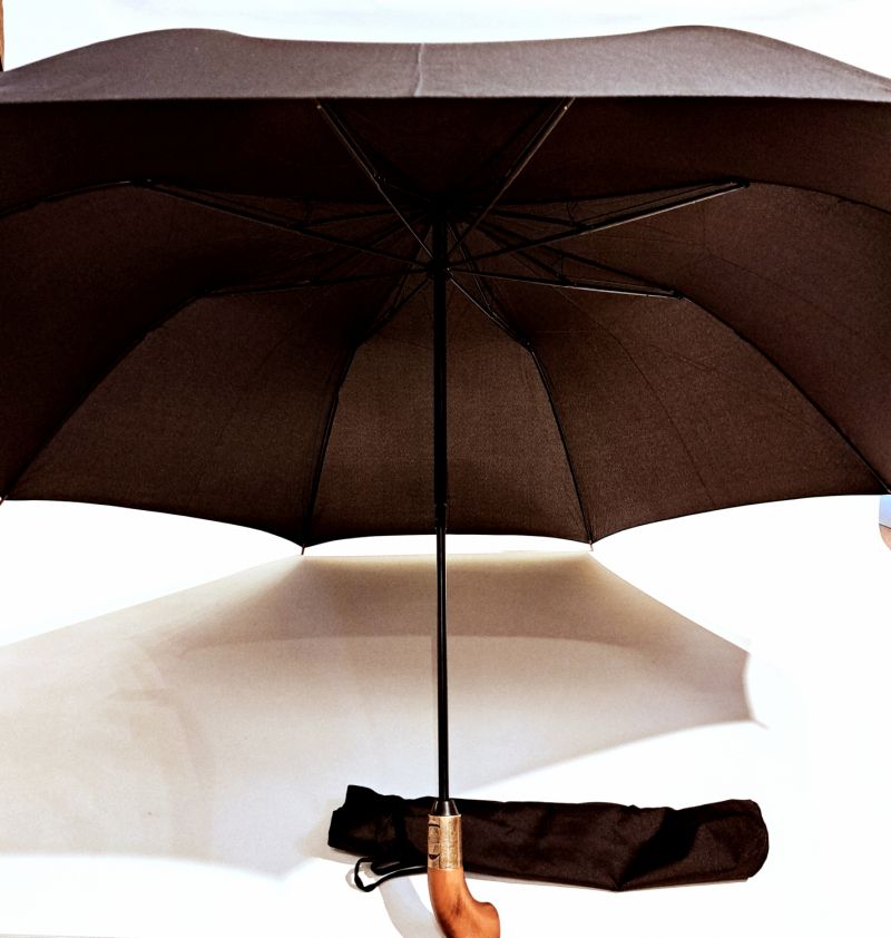 Grand parapluie golf pliant ouvrant fermant noir housse sac à dos - Grand 130cm & robuste