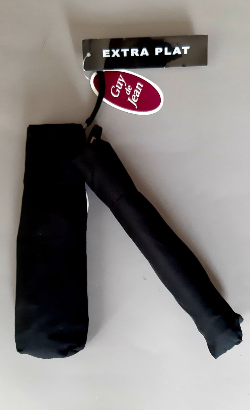  Parapluie mini noir extra plat, homme ou femme, Guy de Jean, fin & léger 190g