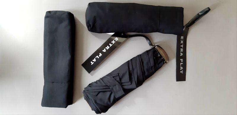  Parapluie mini noir extra plat, homme ou femme, Guy de Jean, fin & léger 190g