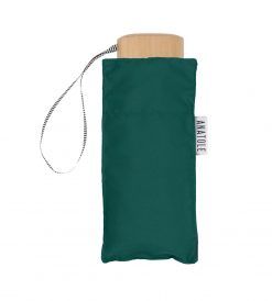 Micro parapluie pliant plat de poche Gustave tissu uni vert anglais anti uv pg bois naturel Anatole, léger & solide