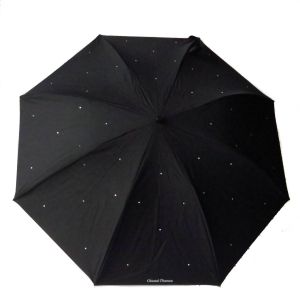 Parapluie Chantal Thomass de luxe pliant noir automatique incrusté cristaux SWAROVSKI - élégant & robuste