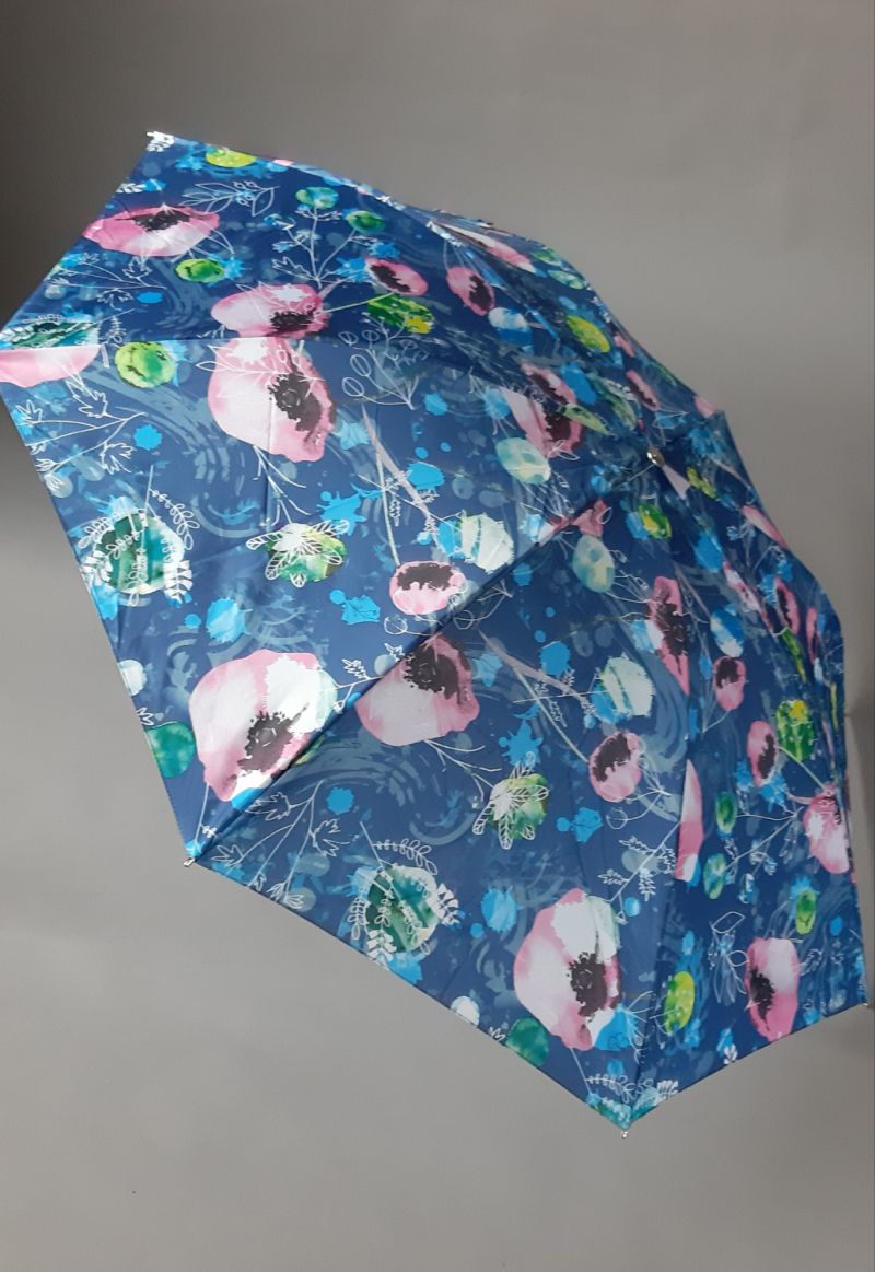 Parapluie pliant mini inversé Knirps automatique imprimé de fleurs rose, Robuste & anti vent