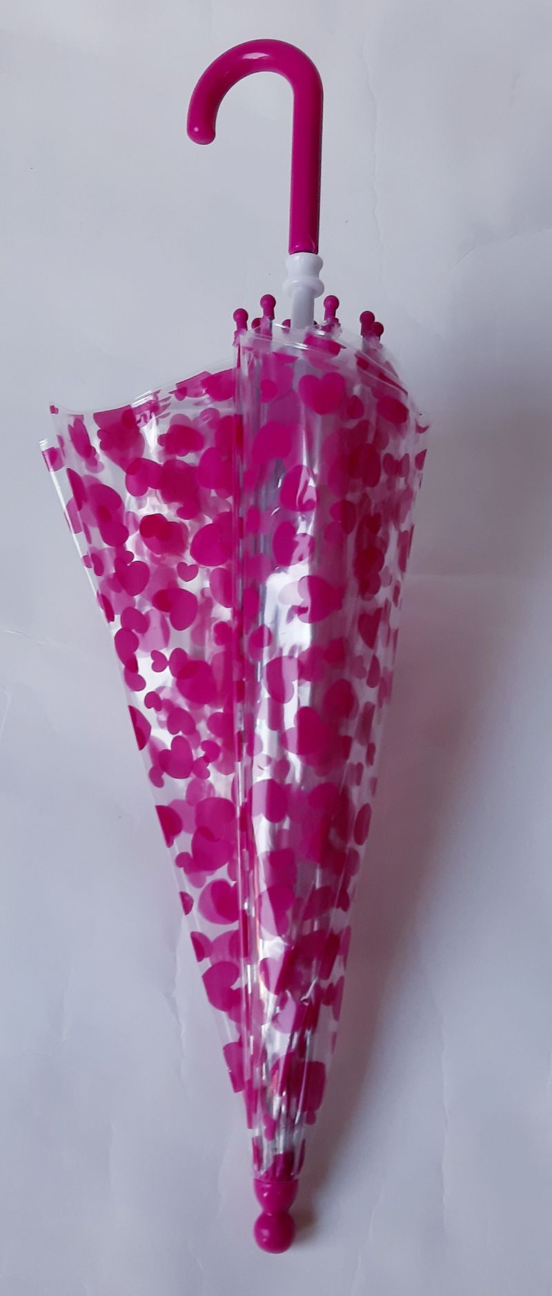 Parapluie enfant transparent rose imprimé multitude de coeur Esprit, léger et résistant