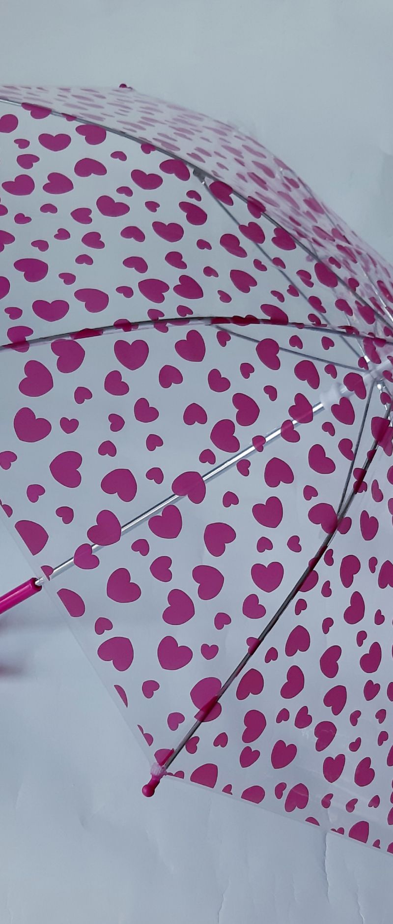 Parapluie enfant transparent rose imprimé multitude de coeur Esprit, léger et résistant