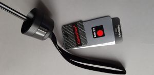 Parapluie pliable manuel blanc imprimé cercle taupe carbonflex Knirps - léger 190 & grand