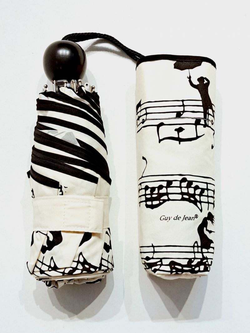 Micro parapluie de poche pliant ivoire notes de musique Guy de Jean, résistant et français