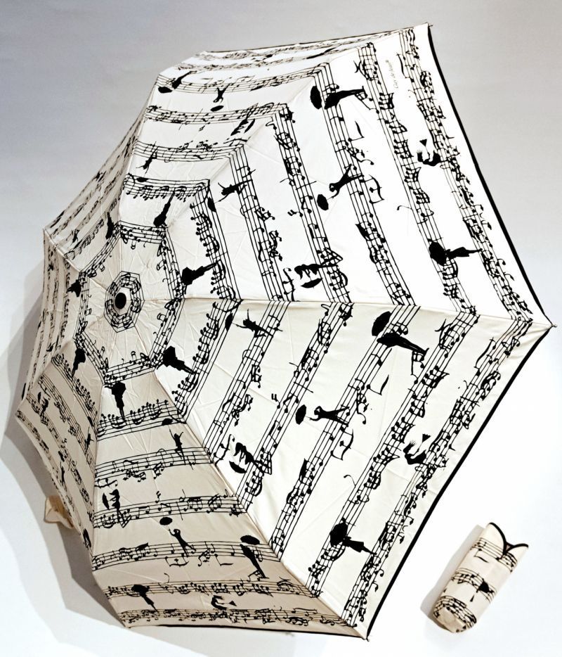 Micro parapluie de poche pliant bleu notes de musique Guy de Jean - résistant & français