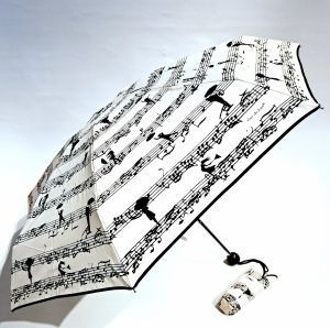 Micro parapluie de poche pliant ivoire notes de musique Guy de Jean, résistant et français