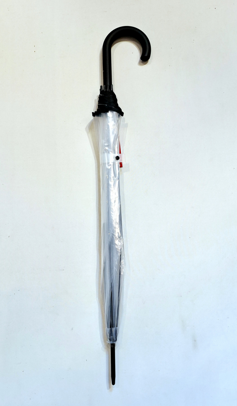 Parapluie transparent Cloche Pas Cher long automatique ganse noir 8 branches carbone Doppler - léger & solide 