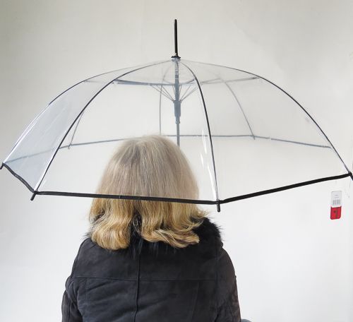 Parapluie cloche transparent automatique avec une ganse en noir 8 branches Esprit - léger & solide 