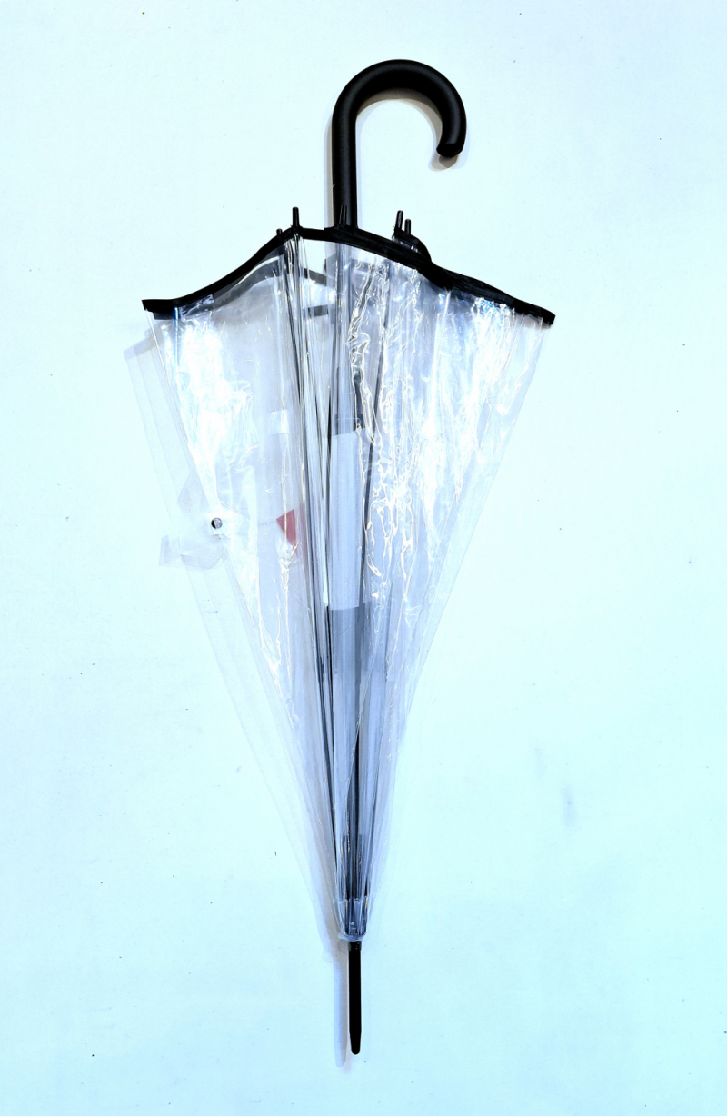 Parapluie transparent Cloche Pas Cher long automatique ganse noir 8 branches carbone Doppler - léger & solide 