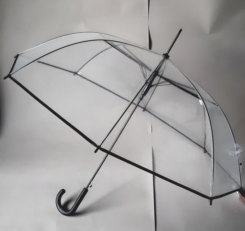 Parapluie cloche transparent automatique avec une ganse en noir 8 branches Esprit - léger & solide 