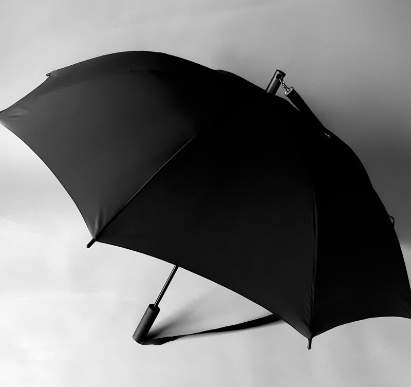  Parapluie bandoulière long automatique uni noir Esprit, léger & anti vent