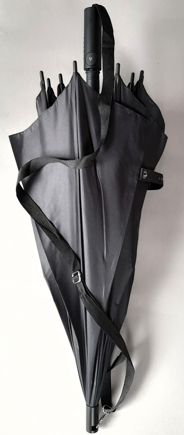  Parapluie bandoulière long automatique uni noir Esprit, léger & anti vent