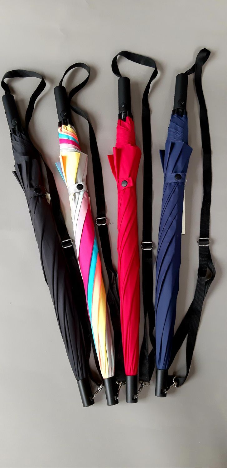  Parapluie bandoulière long automatique uni rouge Esprit, léger & solide