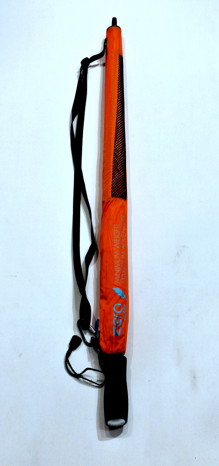  Parapluie bandoulière droit manuel LEGER = Zéro uni orange 280g + 104 diam - Idéal Ville + Randonnée