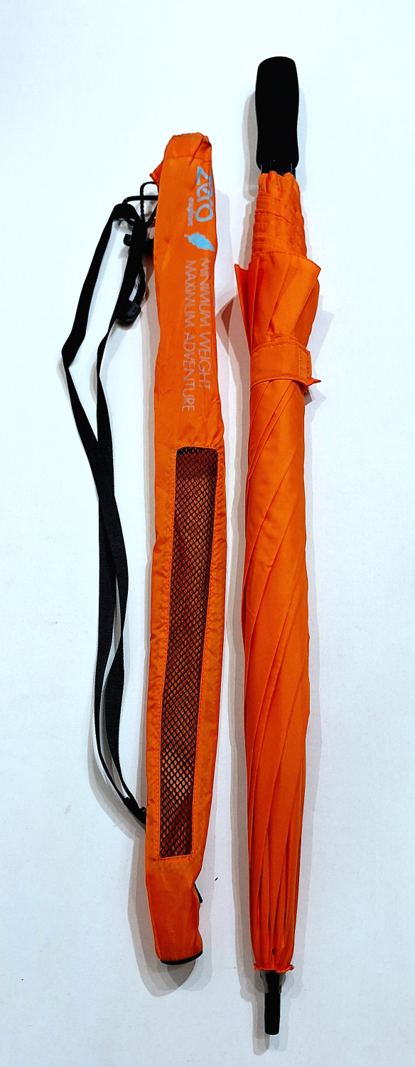  Parapluie bandoulière droit manuel LEGER = Zéro uni orange 280g + 104 diam - Idéal Ville + Randonnée