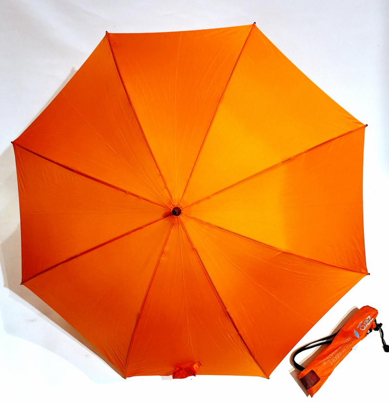  Parapluie bandoulière droit manuel LEGER = Zéro uni orange 280g + 104 diam - Idéal Ville + Randonnée