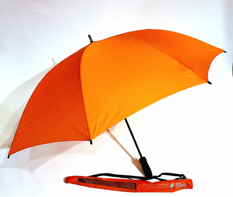  Parapluie bandoulière droit manuel LEGER = Zéro uni orange 280g + 104 diam - Idéal Ville + Randonnée