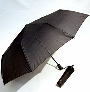  Parapluie mini open close gris rayé noir 10 branches P.Cardin - grand 1m diam & robuste