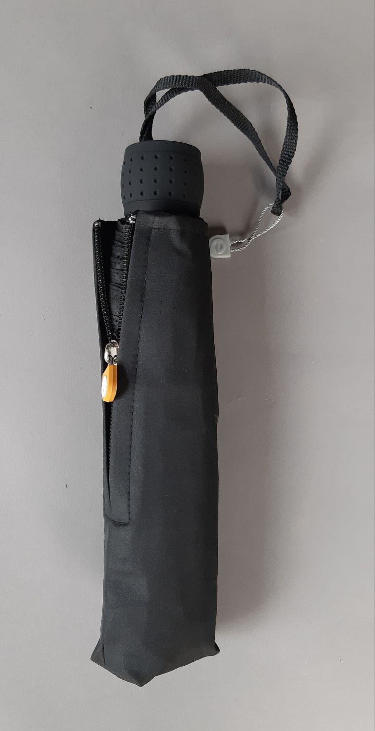 Parapluie homme mini pliant manuel uni noir pas cher Ezpeleta, léger et solide
