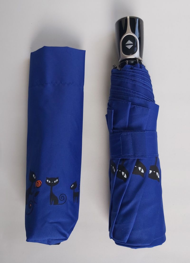  Parapluie mini pliant bleu à motif sur les chats stylisés open close Doppler, léger et solide