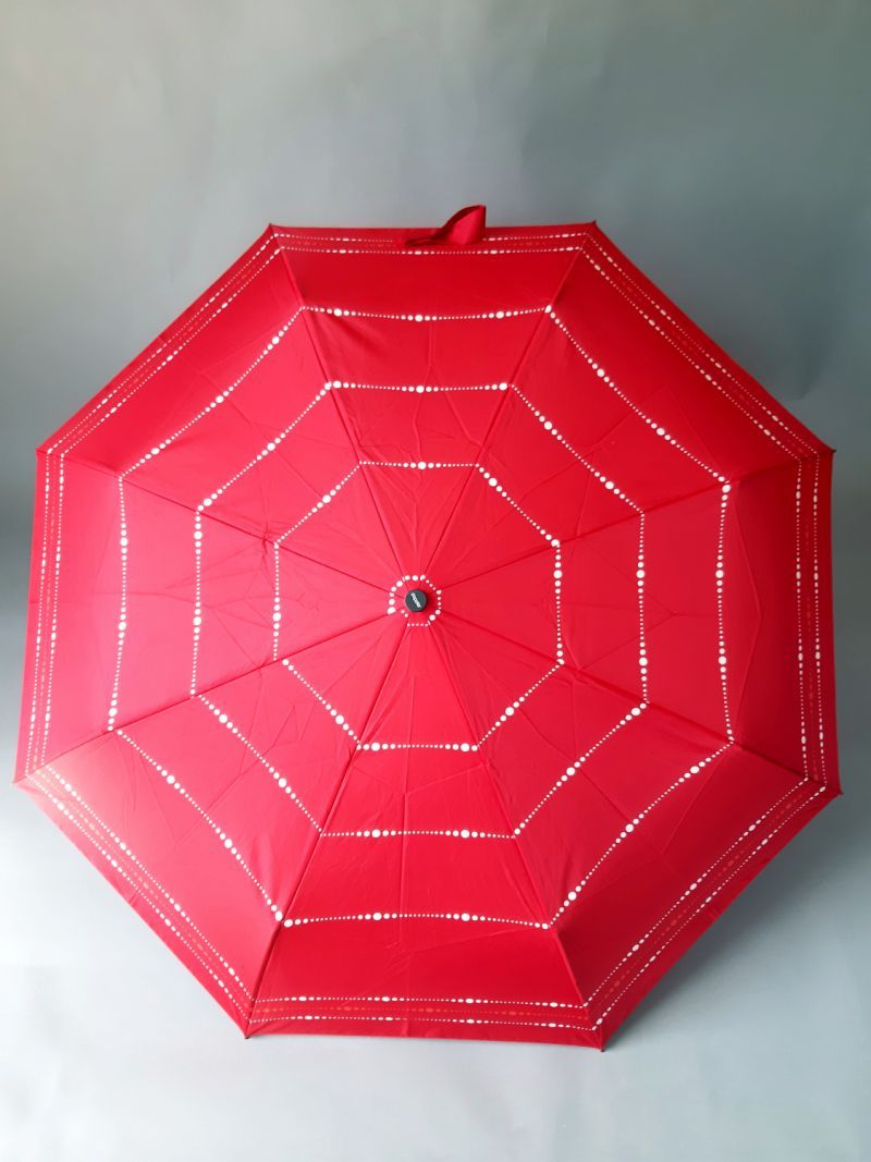  Parapluie mini pliant rouge open close avec un motif de petit pois sur le bord Doppler, léger et solide
