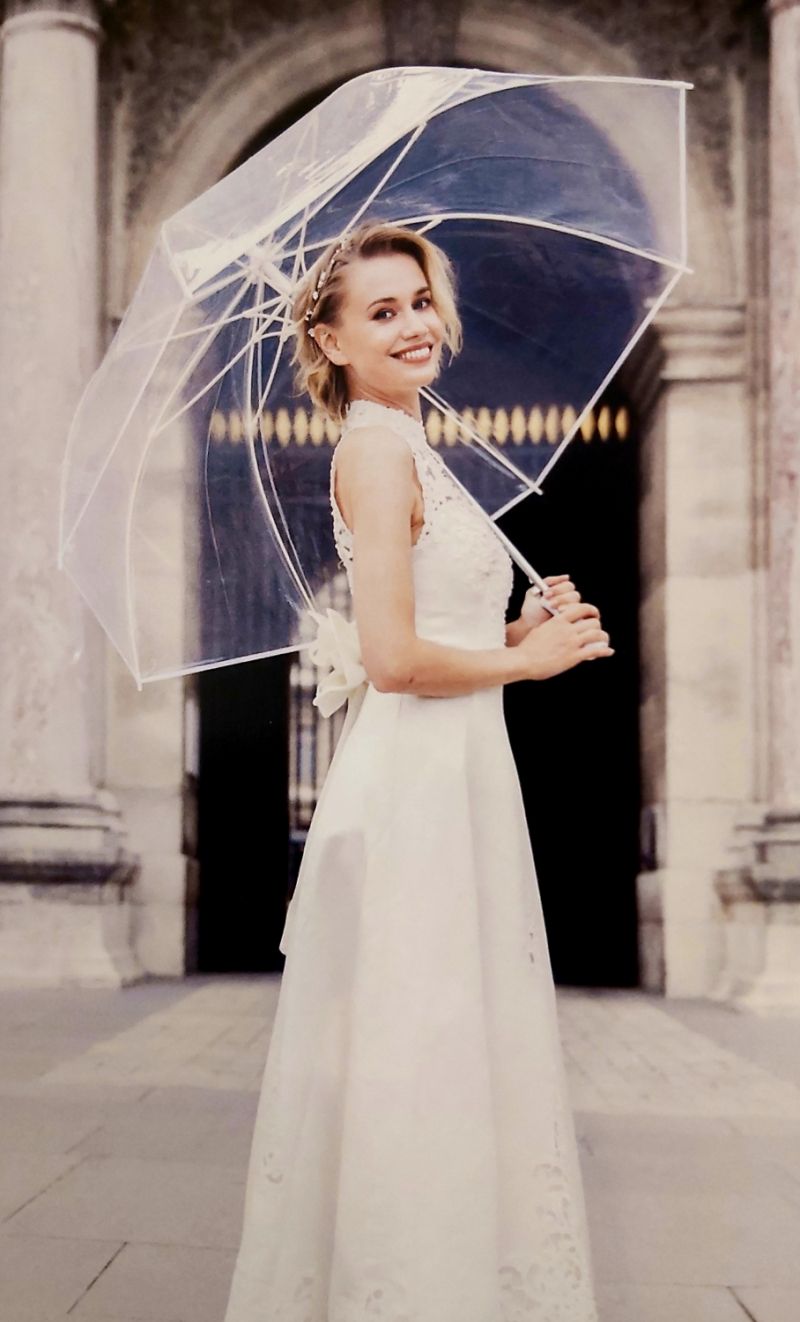 Parapluie de golf transparent blanc mariage