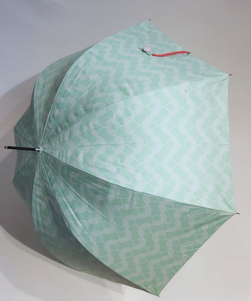 Parapluie tissu anti uv UPF50 long vert d'eau & blanc fantaisie Ezpeleta, léger et résistant