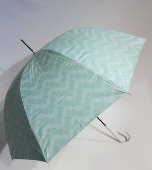 Parapluie tissu anti uv UPF50 long vert d'eau & blanc fantaisie Ezpeleta, léger et résistant