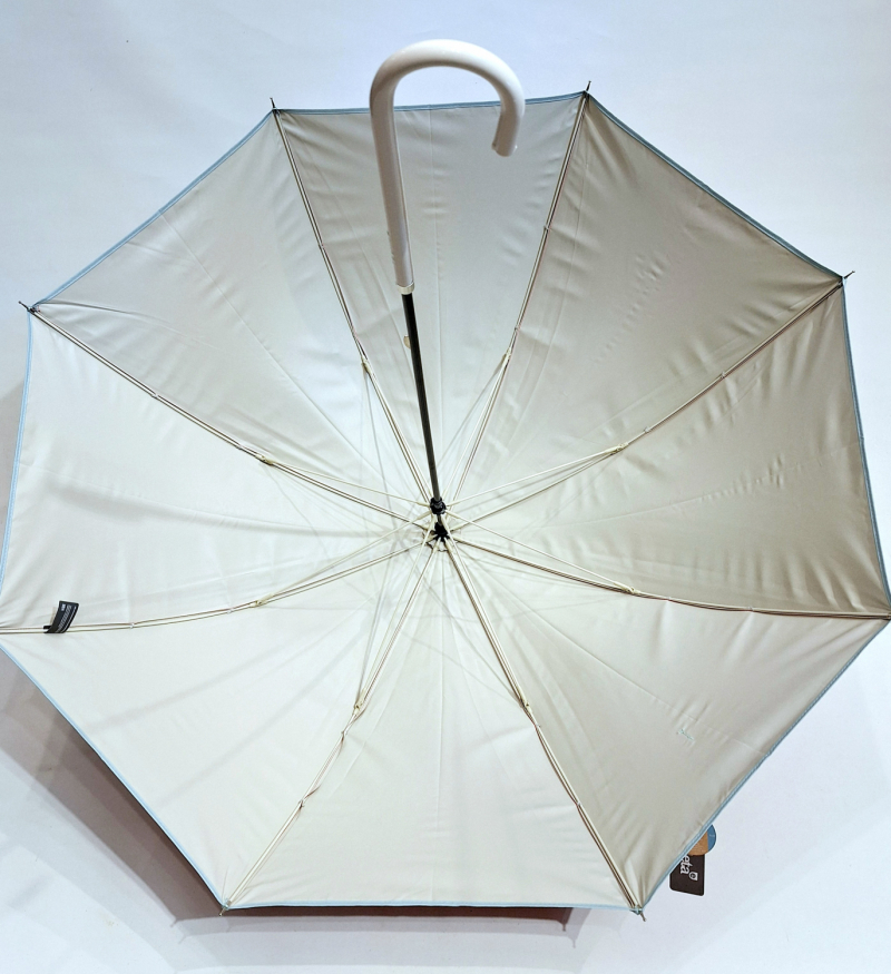 Ombrelle anti uv grande manuelle jaune imprimé pois blanc UPF50+ Ezpeleta - légere & résistante