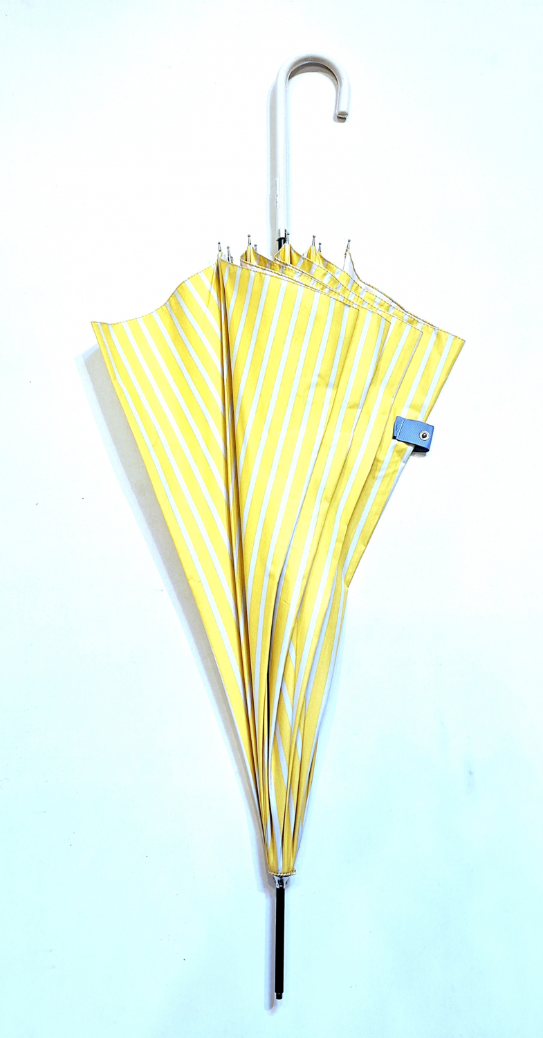 Ombrelle anti uv grande manuelle jaune & blanc rayé UPF50+ Ezpeleta - léger & résistante