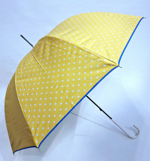 Ombrelle anti uv grande manuelle jaune imprimé pois blanc UPF50+ Ezpeleta - légere & résistante
