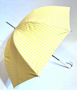 Ombrelle anti uv grande manuelle jaune & blanc rayé UPF50+ Ezpeleta - léger & résistante